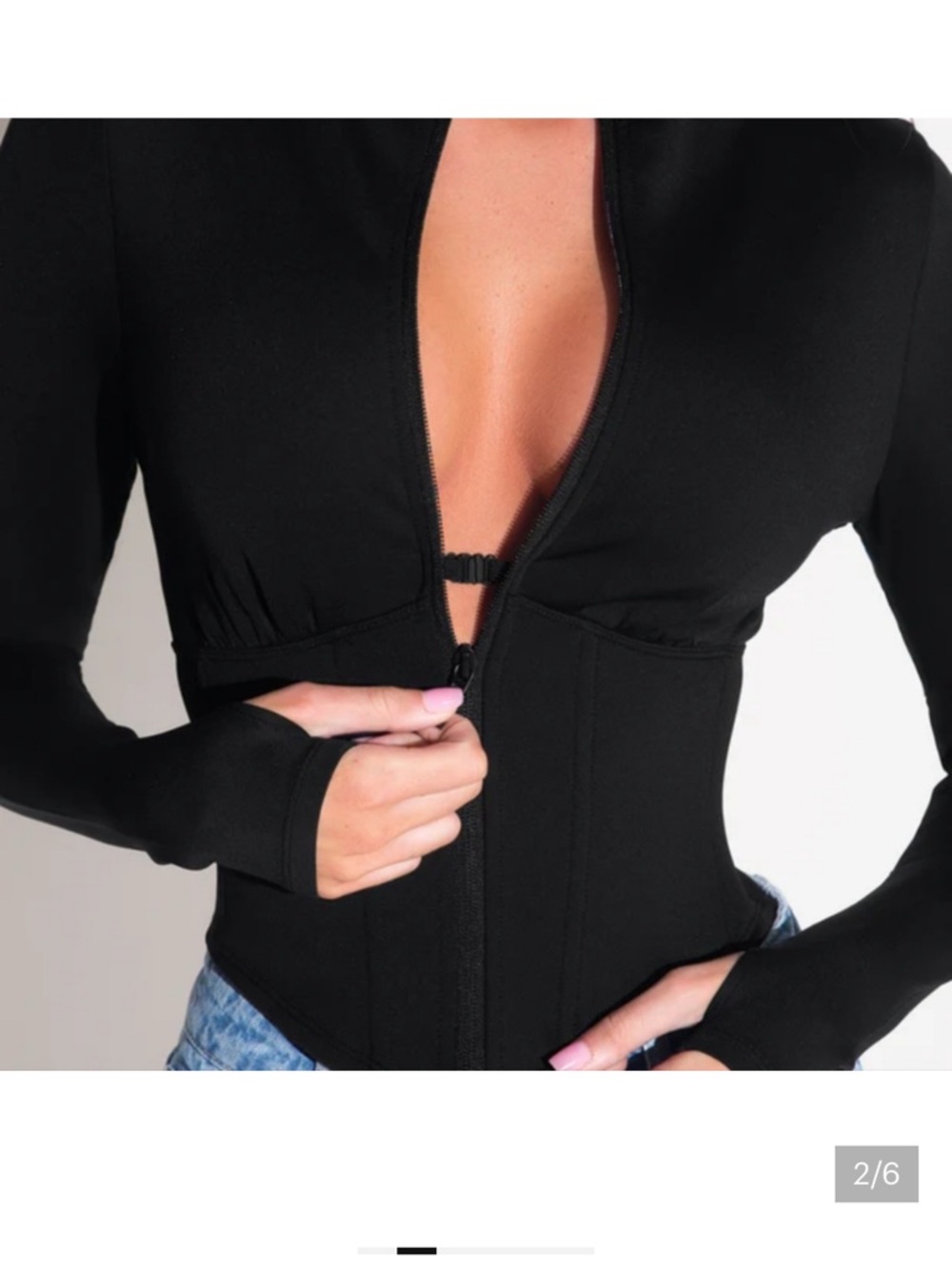 TA3 Women’s Black Zip-Front Surfy Corset Jacket size small     NWT - Picture 2 of 11